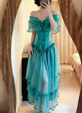Charming Prom Dress Off Shoulder Pleated Formal Gala Gown Evening Dress Birthday Party Dress HZ0427