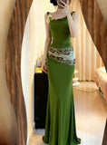 Elegant Prom Dress Fern Green Straps Pleated Mermaid Formal Gala Gown Evening Dress Party Outfits HZ0427