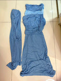 Shiny Prom Dress Blue Strapless Pleated Mermaid Formal Gala Gown Evening Dress Party Outfits HZ0427