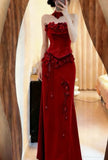Elegant Prom Dress Strapless Flower Formal Gala Gown Evening Dress Graduation Outfits HZ0427