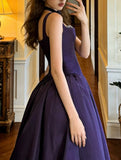 Elegant Prom Dress Dark Purple Straps Pleated Formal Gala Gown Evening Dress Graduation Outfits HZ0427