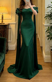 Minimalist Prom Dress Dark Green Off Shoulder Mermaid Gala Gown Evening Dress Formal Outfits HZ0427