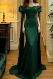 Minimalist Prom Dress Dark Green Off Shoulder Mermaid Gala Gown Evening Dress Formal Outfits HZ0427