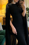 Elegant Prom Dress Black Crew Neck Mermaid Gala Gown Evening Dress Formal Outfits HZ0427