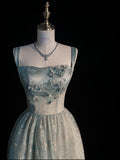 Beautiful A line Sage Green Long Tulle Prom Dress HZ0311
