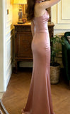 Pretty Prom Dress Pink Satin Halter Mermaid Gala Gown Graduation Evening Dress Formal Outfits HZ0427
