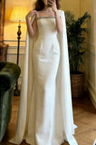 Elegant Prom Dress White Square Neck Mermaid Formal Gala Gown Evening Dress Graduation Outfits HZ0427