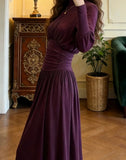 Elegant Prom Dress Purple A Line Crew Neck Pleated Gala Gown Formal Evening Dress Graduation Outfits HZ0427