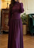 Elegant Prom Dress Purple A Line Crew Neck Pleated Gala Gown Formal Evening Dress Graduation Outfits HZ0427