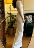 Gorgeous Prom Dress White Crew Neck Gala Gown Formal Evening Dress Graduation Outfits HZ0427
