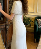 Gorgeous Prom Dress White Crew Neck Gala Gown Formal Evening Dress Graduation Outfits HZ0427