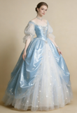 Gorgeous Ball Gown Light Blue Crew Neck Tulle Pleated Quinceanera Dress Evening Dress 18th Birthday Prom Gown HZ0427