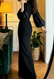 Elegant Prom Dress Black High Collar Sheath Gala Gown Evening Dress Formal Outfits HZ0427