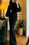 Elegant Prom Dress Black High Collar Sheath Gala Gown Evening Dress Formal Outfits HZ0427