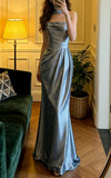 Elegant Prom Dress Strapless Beading Pleated Gala Gown Evening Dress Formal Outfits HZ0427