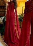 Charming Prom Dress Red Crew Neck Mermaid Gala Gown Evening Dress Formal Outfits HZ0427