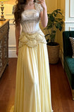 Gorgeous Prom Dress A Line Square Neck Beading Pleated Gala Gown Evening Dress Birthday Party Outfits HZ0427