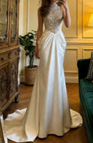 Gorgeous Prom Dress Crew Neck Beading Pleated Birthday Party Outfits Gala Gown Evening Dress HZ0427