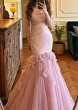 Elegant Prom Dress Strapless Pleated Tulle Mermaid Formal Gala Gown Evening Dress Party Outfits HZ0427
