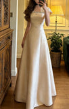 Elegant Prom Dress A Line Square Neck Beading Formal Outfits Gala Gown Evening Dress HZ0427