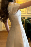 Elegant Prom Dress A Line Square Neck Beading Formal Outfits Gala Gown Evening Dress HZ0427