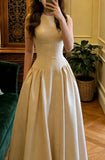 Chic Prom Dress A Line Crew Neck Pleated Gala Gown Formal Outfits Evening Dress Graduation Dress HZ0427