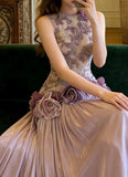Charming Prom Dress Light Purple Crew Neck Pleated Gala Gown Formal Outfits Evening Dress Graduation Dress HZ0427