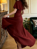 Pretty Prom Dress A Line Wine Red Slit Gala Gown Formal Outfits Evening Dress Graduation Dress HZ0427