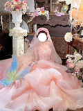 Cute Ball Gown Pink Sweetheart Floral Quinceanera Dress Evening Dress 18th Birthday Prom Gown HZ0427