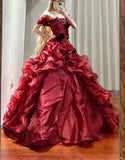 Gorgeous Ball Gown Off Shoulder Ruffle Quinceanera Dress Evening Dress 18th Birthday Prom Gown HZ0427