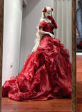 Gorgeous Ball Gown Off Shoulder Ruffle Quinceanera Dress Evening Dress 18th Birthday Prom Gown HZ0427