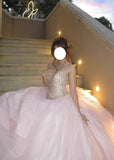 Sparkling Ball Gown Light Pink Sweetheart Tulle Evening Dress Quinceanera Dress 18th Birthday Prom Gown HZ0427
