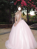 Sparkling Ball Gown Light Pink Sweetheart Tulle Evening Dress Quinceanera Dress 18th Birthday Prom Gown HZ0427