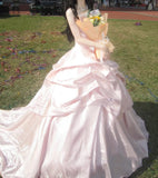 Pretty Ball Gown Light Pink Strapless Beading Pleated Evening Dress Quinceanera Dress 18th Birthday Prom Gown HZ0427