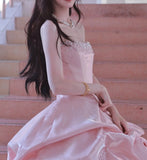 Pretty Ball Gown Light Pink Strapless Beading Pleated Evening Dress Quinceanera Dress 18th Birthday Prom Gown HZ0427