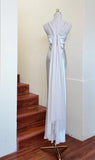 Elegant Prom Dress Satin Sliver V-neck Backless Gala Gown Evening Dress Birthday Party Outfits HZ0427