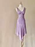 Elegant Prom Dress Light Purple V-neck Gala Gown Evening Dress Birthday Party Outfits HZ0427