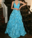 Pretty Prom Dress A Line V-neck Pleated Gala Gown Evening Dress Birthday Party Outfits HZ0427