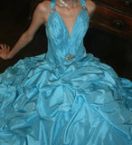 Pretty Prom Dress A Line V-neck Pleated Gala Gown Evening Dress Birthday Party Outfits HZ0427