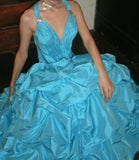 Pretty Prom Dress A Line V-neck Pleated Gala Gown Evening Dress Birthday Party Outfits HZ0427