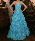 Pretty Prom Dress A Line V-neck Pleated Gala Gown Evening Dress Birthday Party Outfits HZ0427