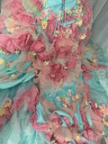 Colorful Ball Gown Strapless Floral Evening Dress Quinceanera Dress 18th Birthday Prom Gown HZ0427