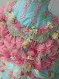 Colorful Ball Gown Strapless Floral Evening Dress Quinceanera Dress 18th Birthday Prom Gown HZ0427