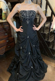 Chic Prom Dress Black Strapless Pleated Gala Gown Evening Dress Graduation Dress HZ0427