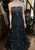 Chic Prom Dress Black Strapless Pleated Gala Gown Evening Dress Graduation Dress HZ0427