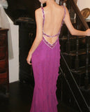 Elegant Prom Dress Spaghetti Straps Backless Crystal Gala Gown Evening Dress Graduation Dress HZ0427