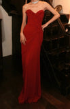 Chic Prom Dress Brick Red Sweetheart Pleated Gala Gown Fomal Evening Dress Graduation Dress HZ0427