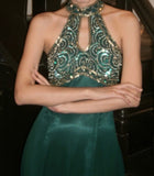Gorgeous Prom Dress Dark Green A Line Halter Gala Gown Fomal Evening Dress Graduation Dress HZ0427
