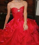 Stunning Prom Dress Red Sweetheart Pleated Gala Gown Fomal Evening Dress Graduation Dress HZ0427