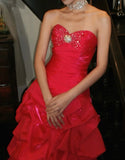 Stunning Prom Dress Red Sweetheart Pleated Gala Gown Fomal Evening Dress Graduation Dress HZ0427